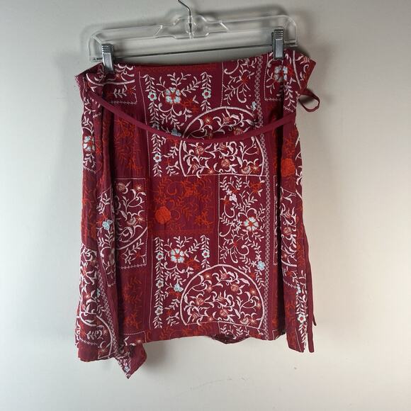 Anthropologie Women’s Red Embroidered Bandana Mini Skirt US 14 NWT - Picture 6 of 11